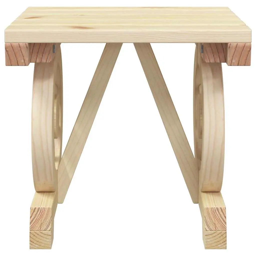 Outdoor Footstool Ottoman Brown Solid Wood Fir Wagon Wheel
