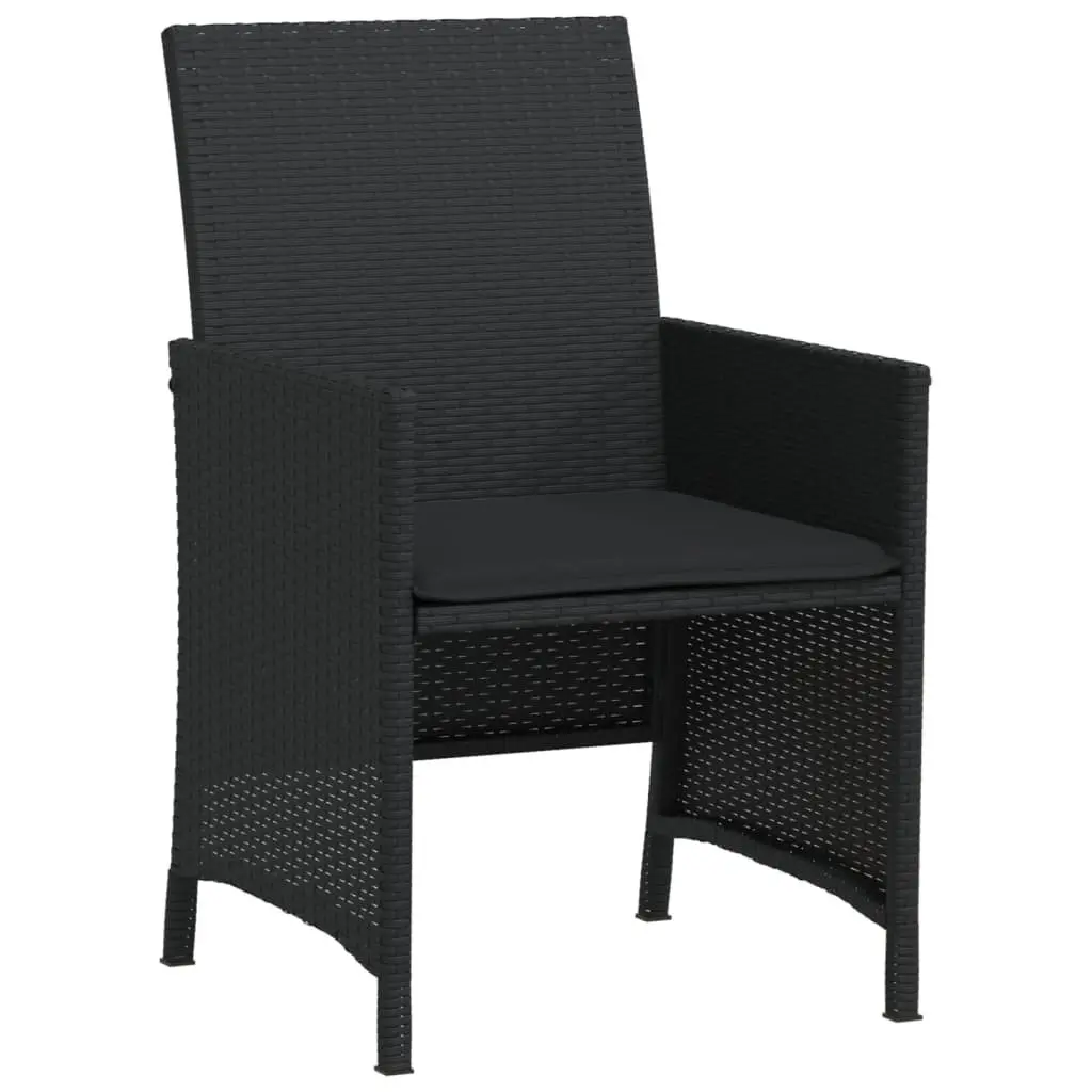 3 Piece Outdoor Bistro Set Black Poly Rattan Chairs Table