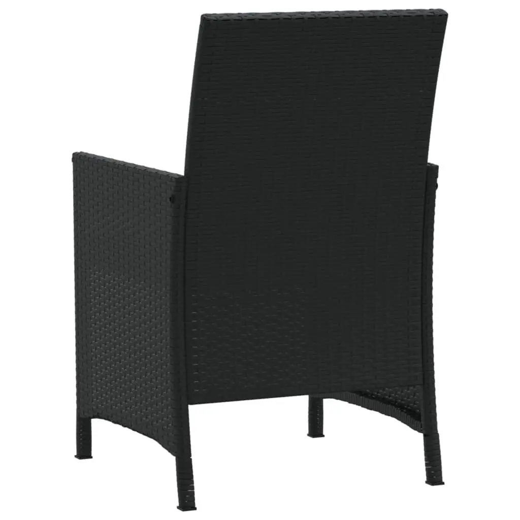 3 Piece Outdoor Bistro Set Black Poly Rattan Chairs Table