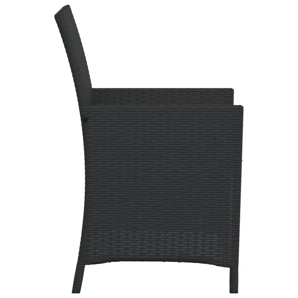3 Piece Outdoor Bistro Set Black Poly Rattan Chairs Table