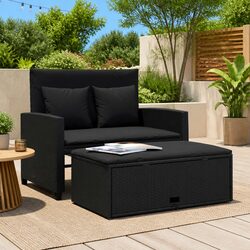 Comfortable 2-Seater Garden Sofa Bed with Cushions