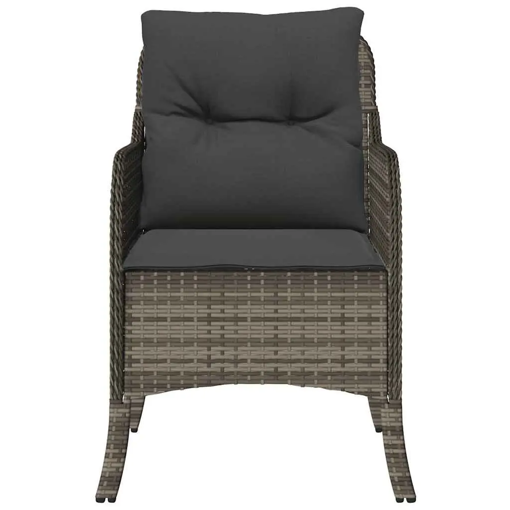 Garden Chairs Set 2 Pieces Cushioned Seating Grey Poly Rattan Outdoor