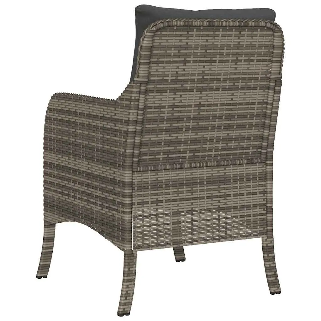 Garden Chairs Set 2 Pieces Cushioned Seating Grey Poly Rattan Outdoor