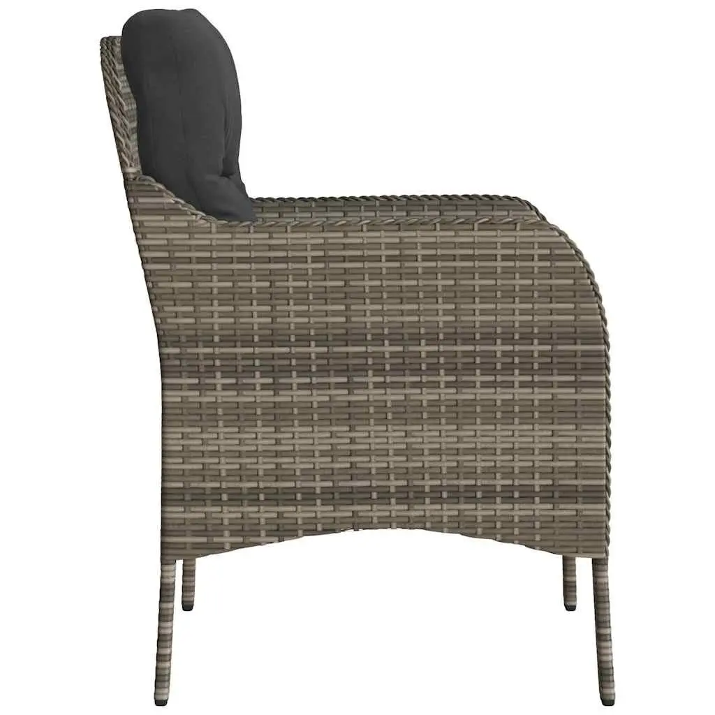Garden Chairs Set 2 Pieces Cushioned Seating Grey Poly Rattan Outdoor