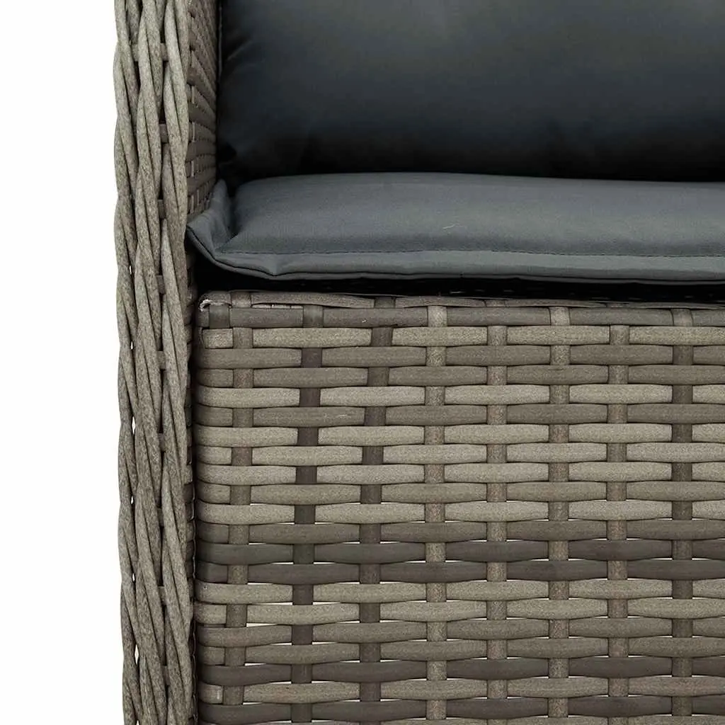 Garden Chairs Set 2 Pieces Cushioned Seating Grey Poly Rattan Outdoor
