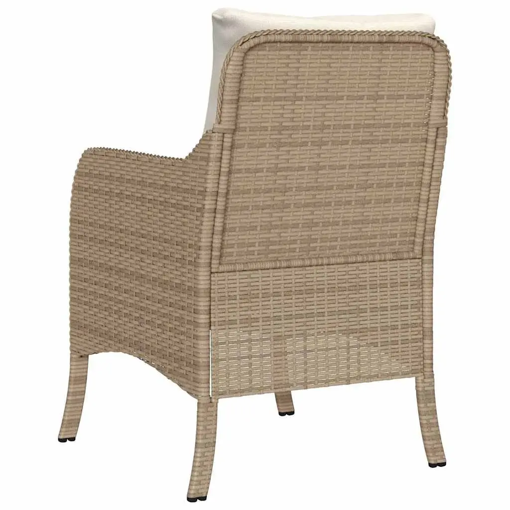 Outdoor Garden Chairs 2 Piece Beige Cushioned Poly Rattan Seating Set