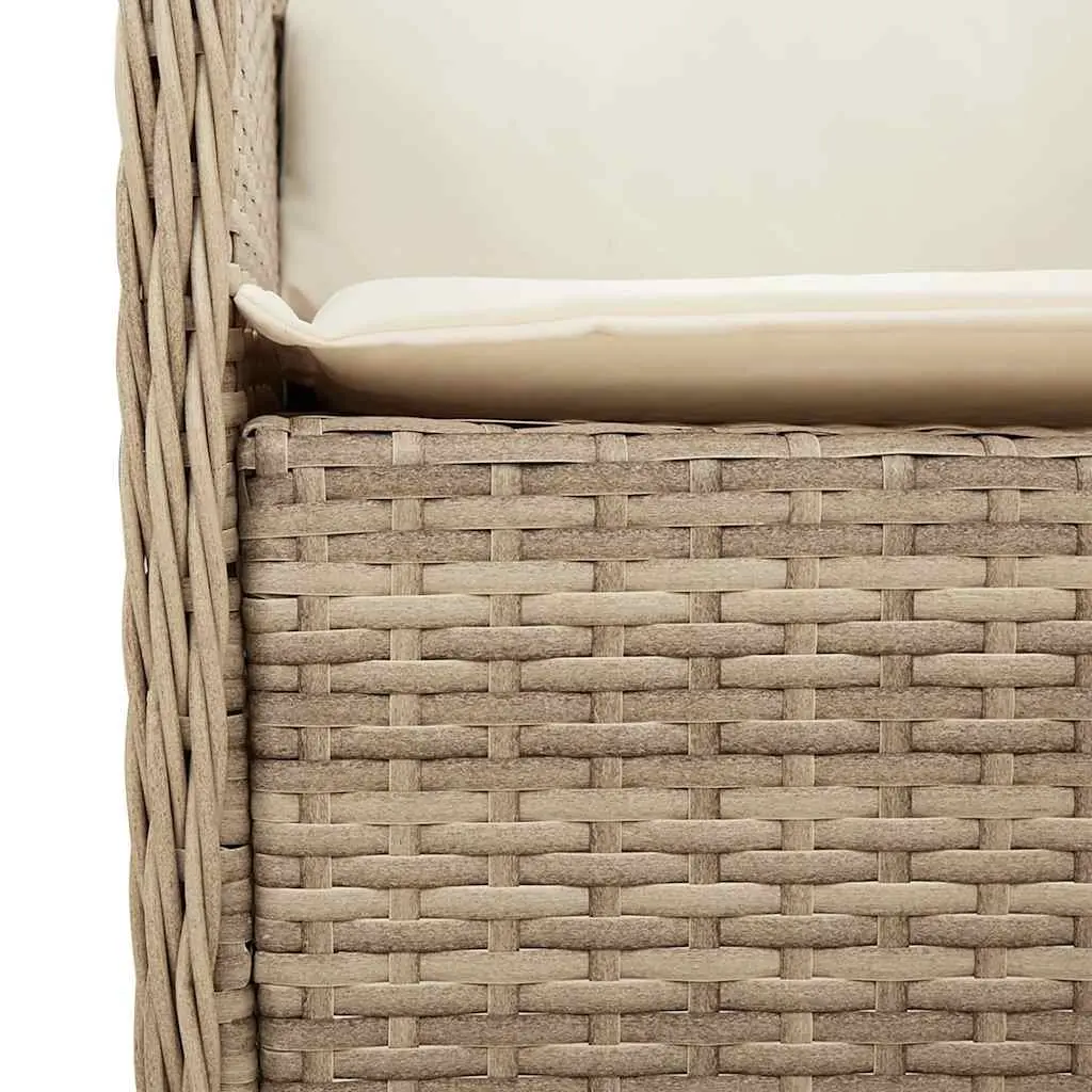 Outdoor Garden Chairs 2 Piece Beige Cushioned Poly Rattan Seating Set
