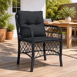 Comfortable Black Outdoor Chairs with Cushions - Set of 2