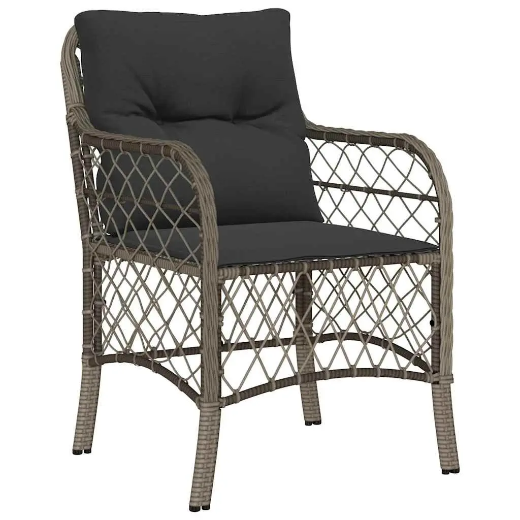 Cushioned Seating Chairs Grey Poly Rattan Outdoor Furniture 2 Piece Set