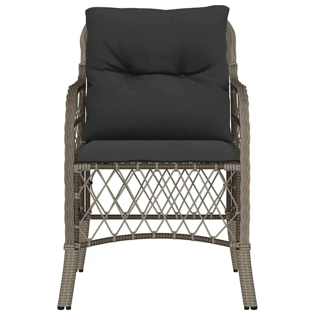 Cushioned Seating Chairs Grey Poly Rattan Outdoor Furniture 2 Piece Set