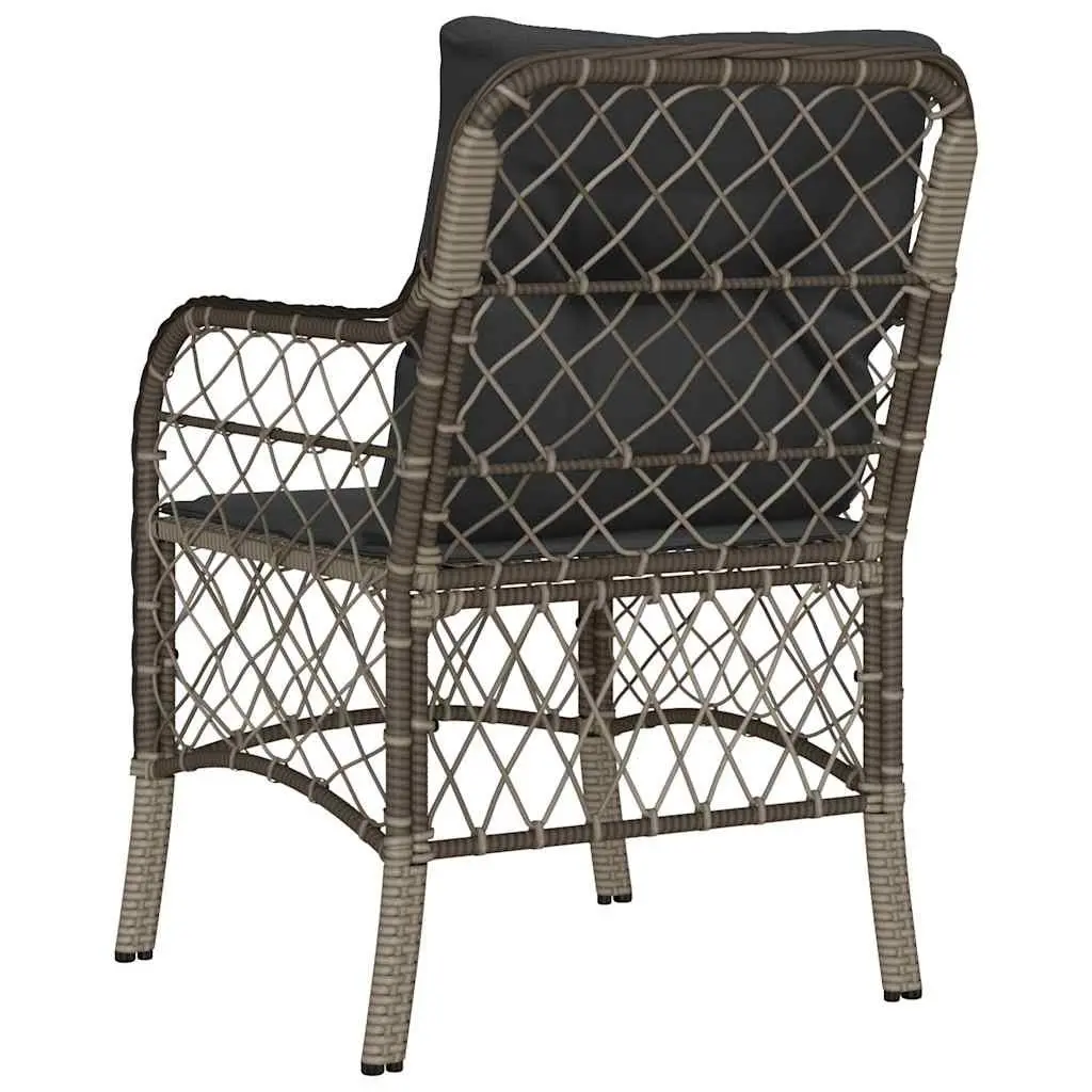 Cushioned Seating Chairs Grey Poly Rattan Outdoor Furniture 2 Piece Set