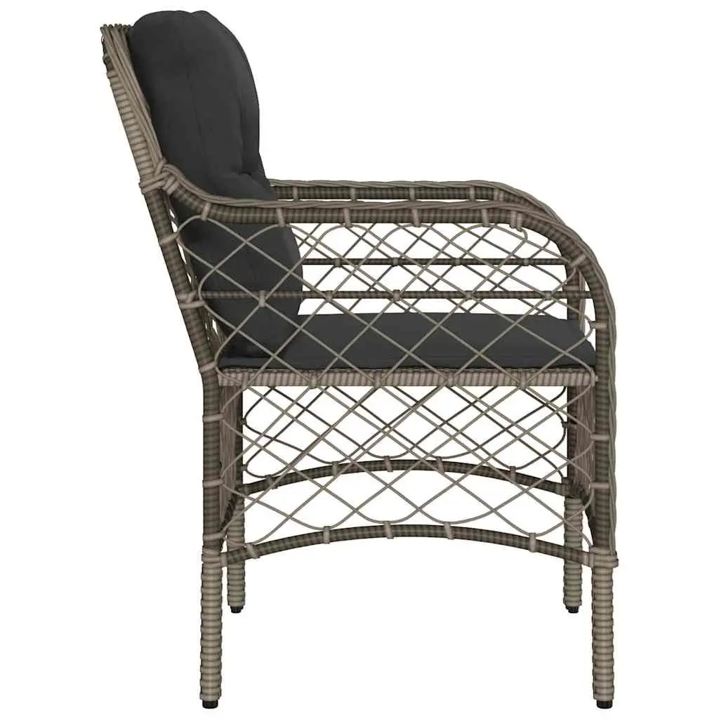 Cushioned Seating Chairs Grey Poly Rattan Outdoor Furniture 2 Piece Set