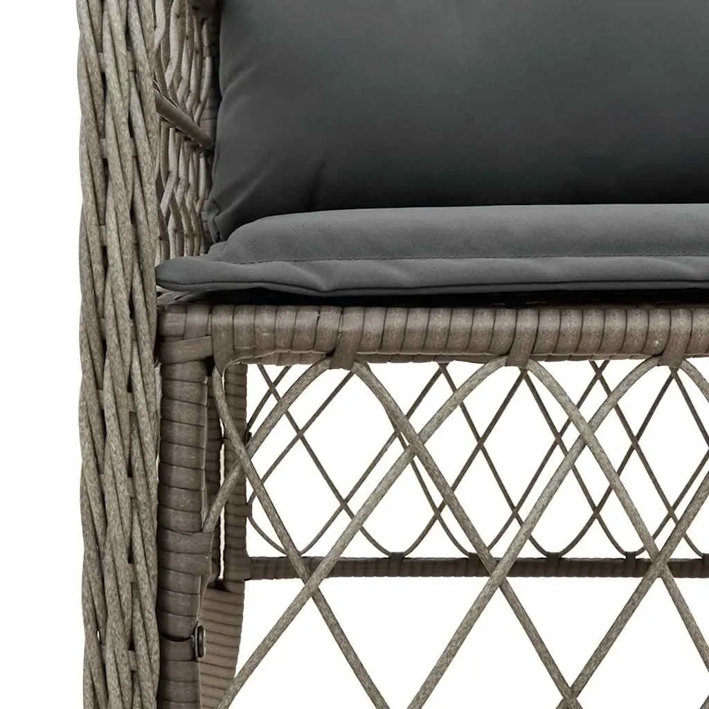 Cushioned Seating Chairs Grey Poly Rattan Outdoor Furniture 2 Piece Set