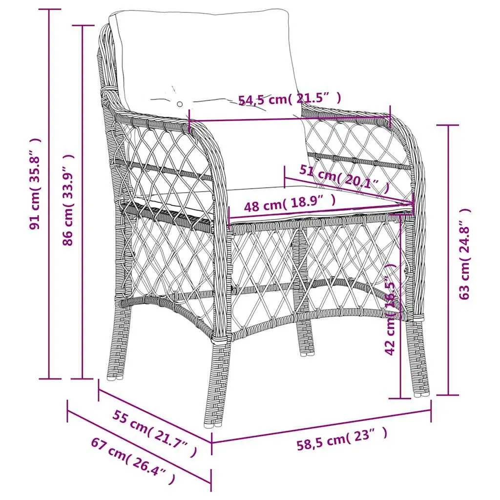 Cushioned Seating Chairs Grey Poly Rattan Outdoor Furniture 2 Piece Set