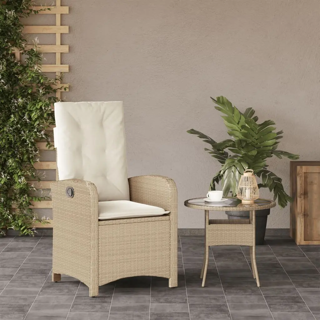 Reclining Garden Chair Adjustable Backrest Outdoor Seating Beige