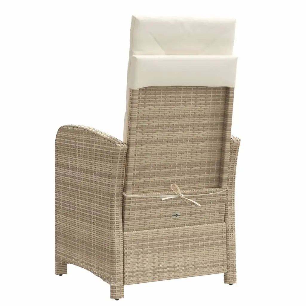 Reclining Garden Chair Adjustable Backrest Outdoor Seating Beige