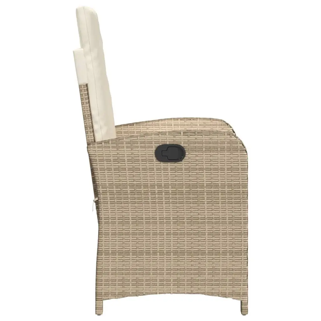 Reclining Garden Chair Adjustable Backrest Outdoor Seating Beige