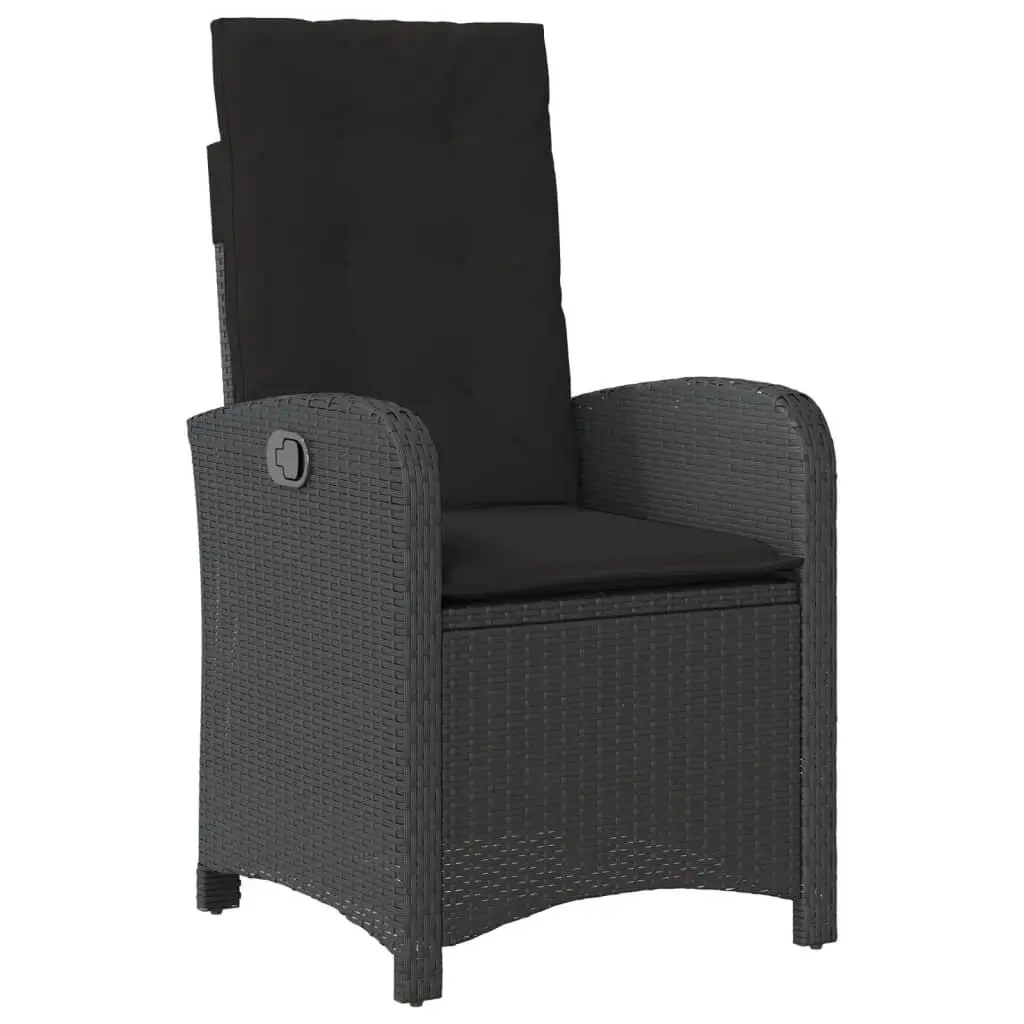 Reclining Outdoor Chairs Adjustable Black Garden Seating 2 Piece with Cushions