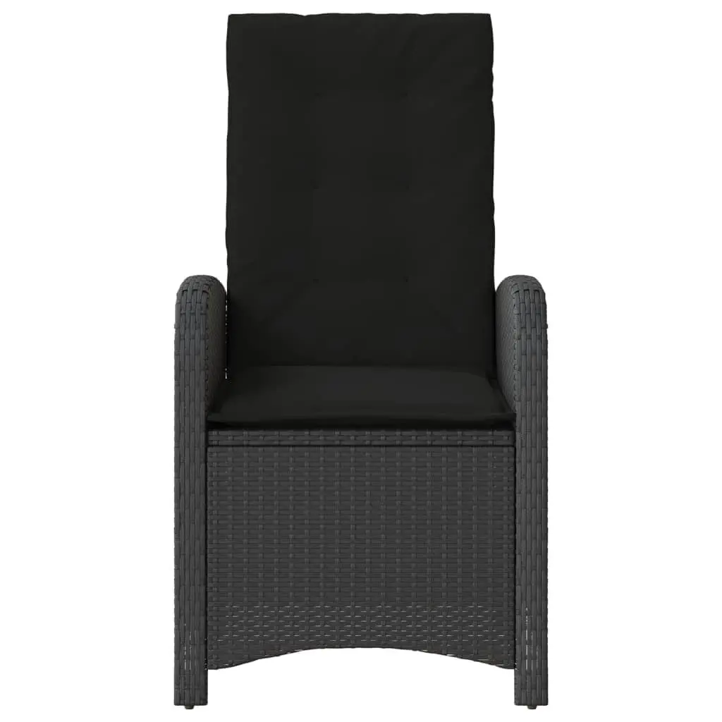 Reclining Outdoor Chairs Adjustable Black Garden Seating 2 Piece with Cushions