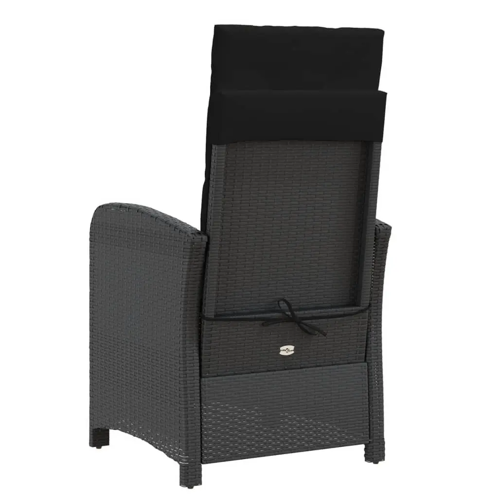 Reclining Outdoor Chairs Adjustable Black Garden Seating 2 Piece with Cushions