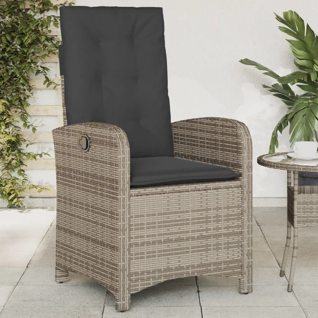 Reclining Garden Chairs 2 pcs with Cushions Grey Outdoor Seating Adjustable