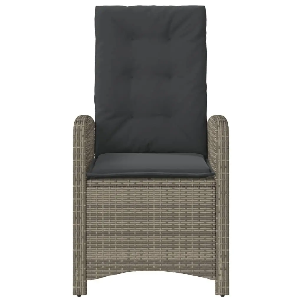 Reclining Garden Chairs 2 pcs with Cushions Grey Outdoor Seating Adjustable