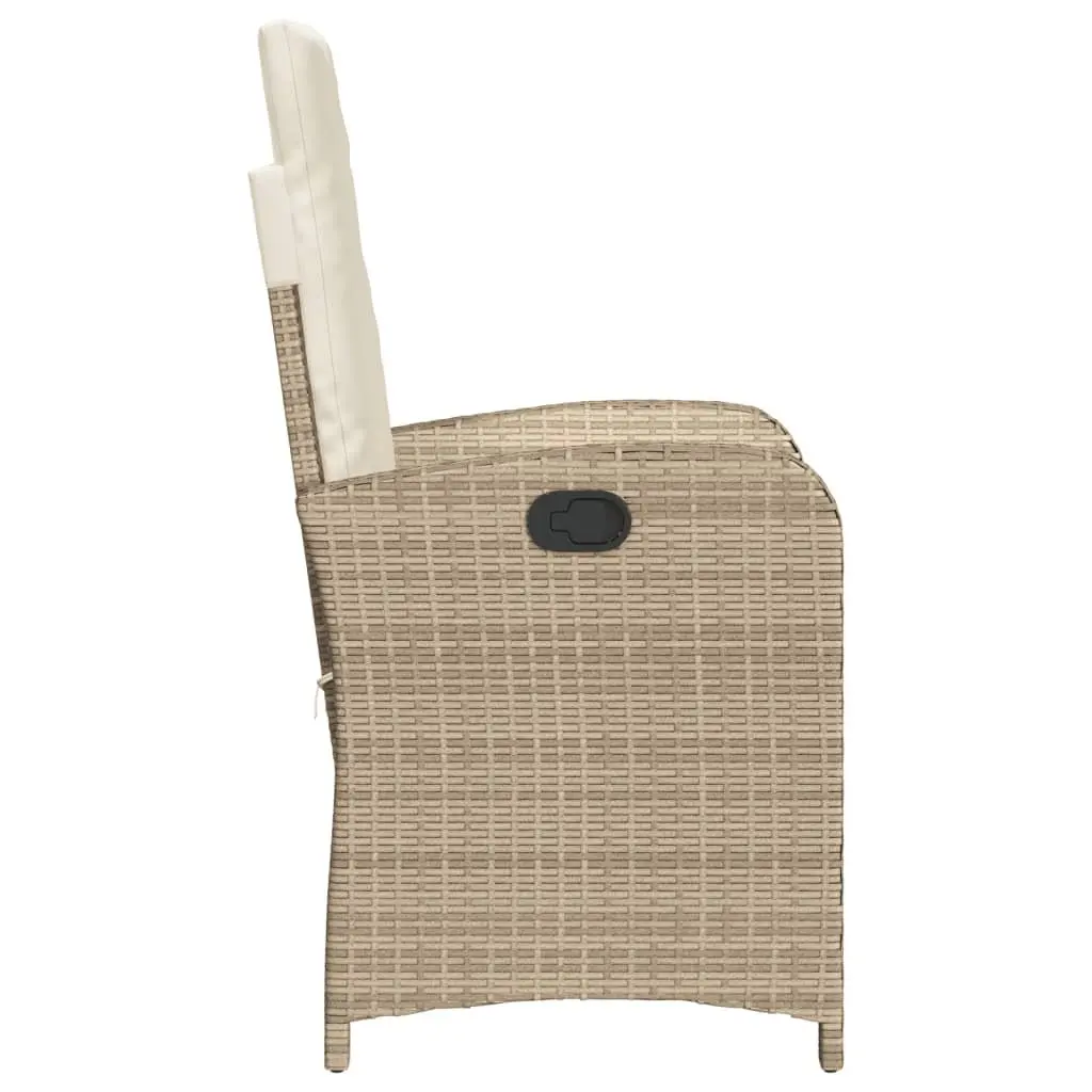 Garden Chairs Set 2 Pieces Adjustable Backrest Beige Poly Rattan with Cushions