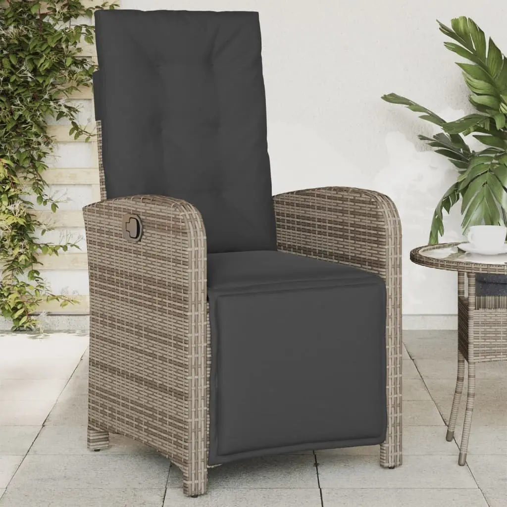 Reclining Outdoor Garden Chairs 2 pcs with Footrest Adjustable Grey