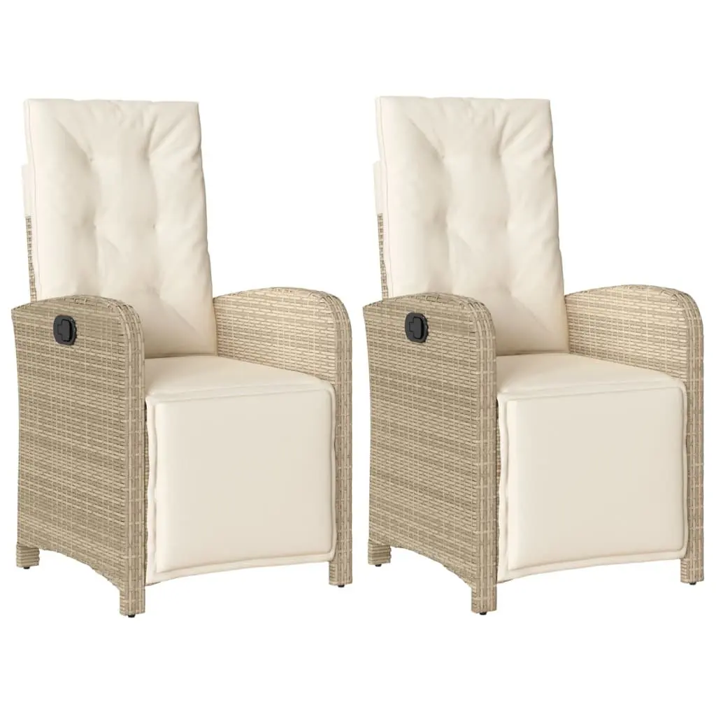Reclining Garden Chairs Outdoor Seating Adjustable Footrest 2 pcs Beige