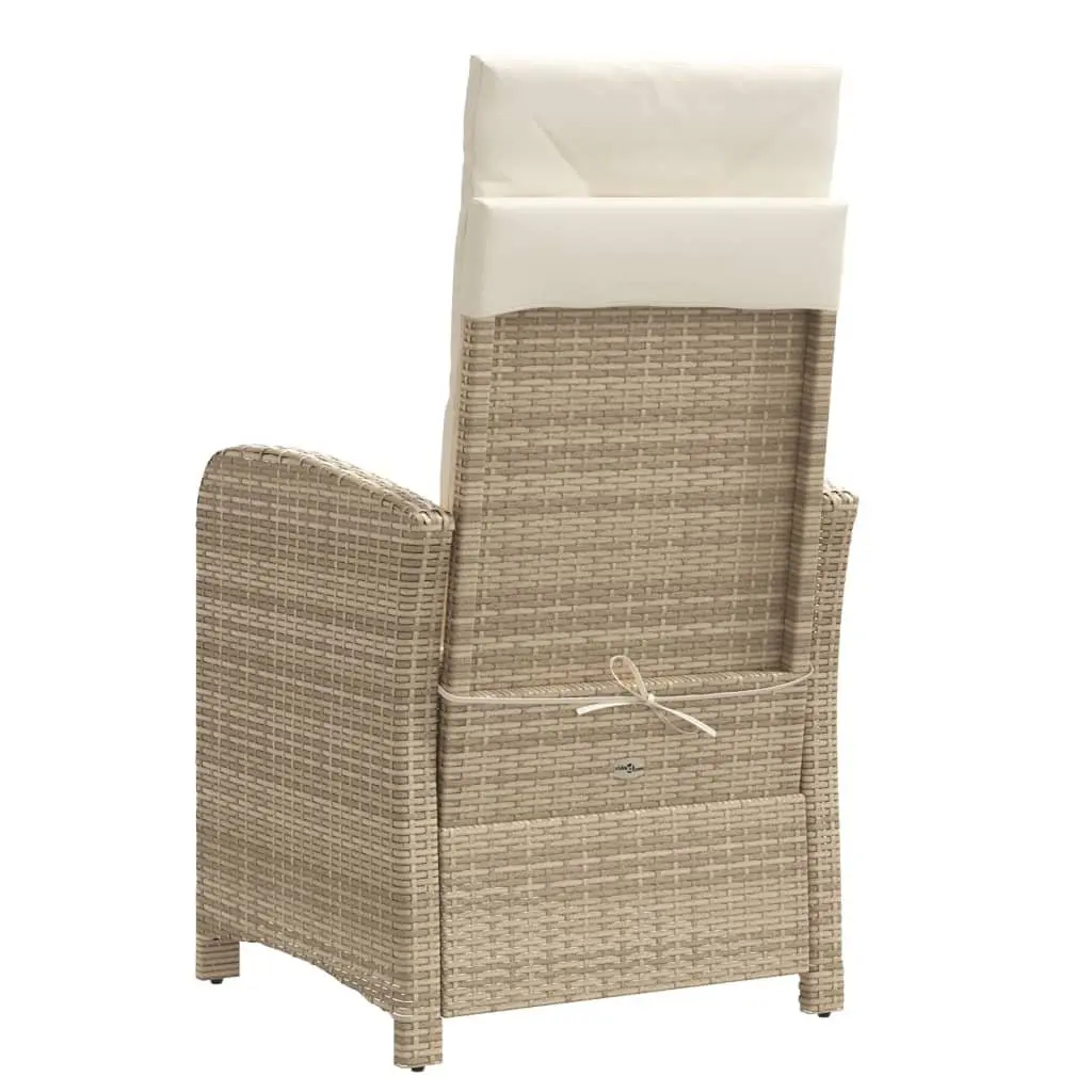 Reclining Garden Chairs Outdoor Seating Adjustable Footrest 2 pcs Beige
