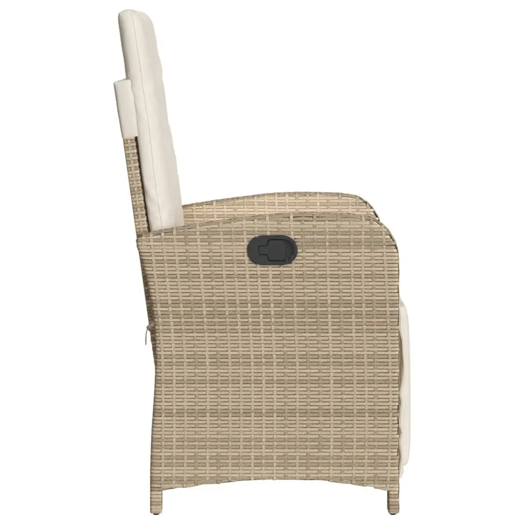 Reclining Garden Chairs Outdoor Seating Adjustable Footrest 2 pcs Beige