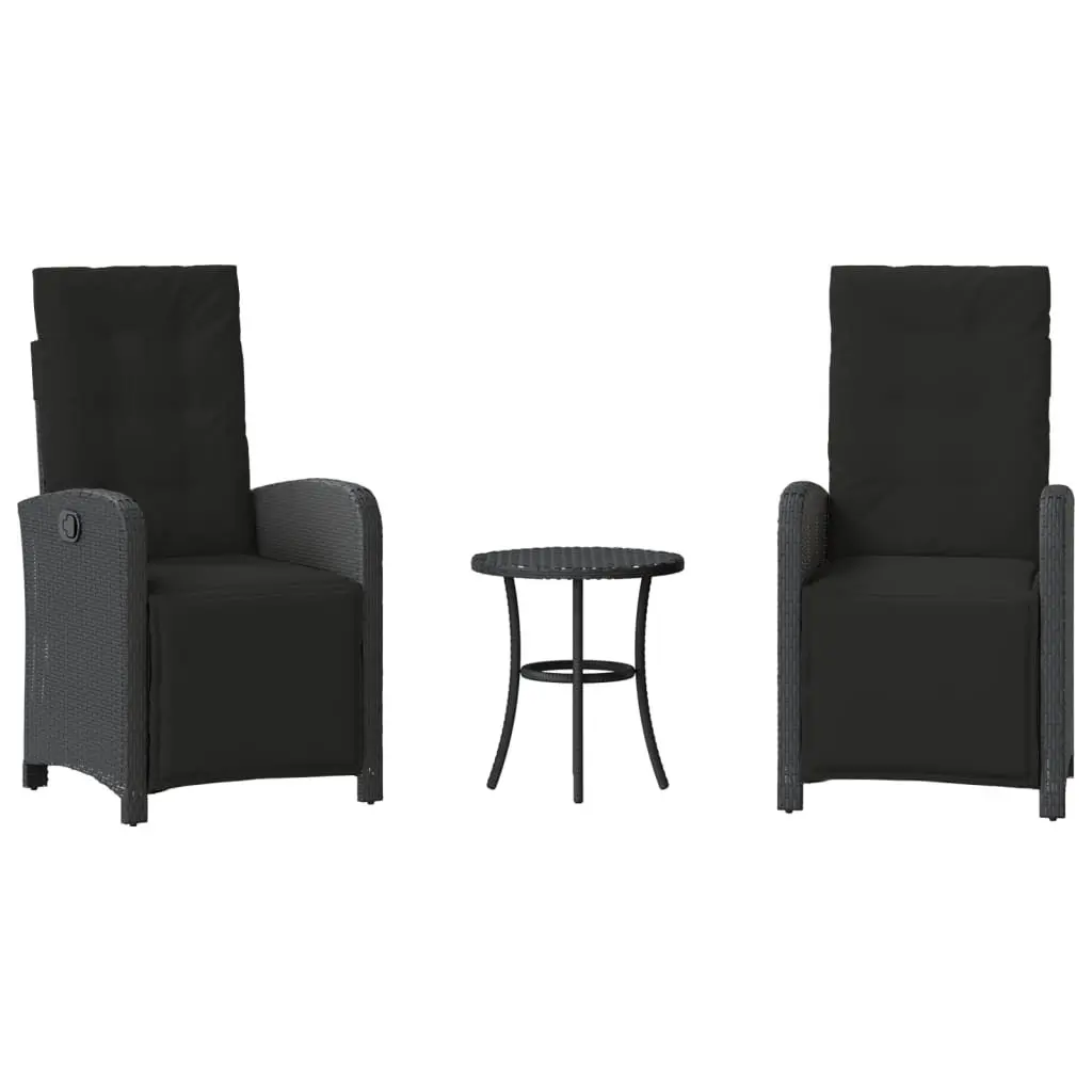 3 Piece Bistro Set Outdoor Garden Furniture Cushioned Black