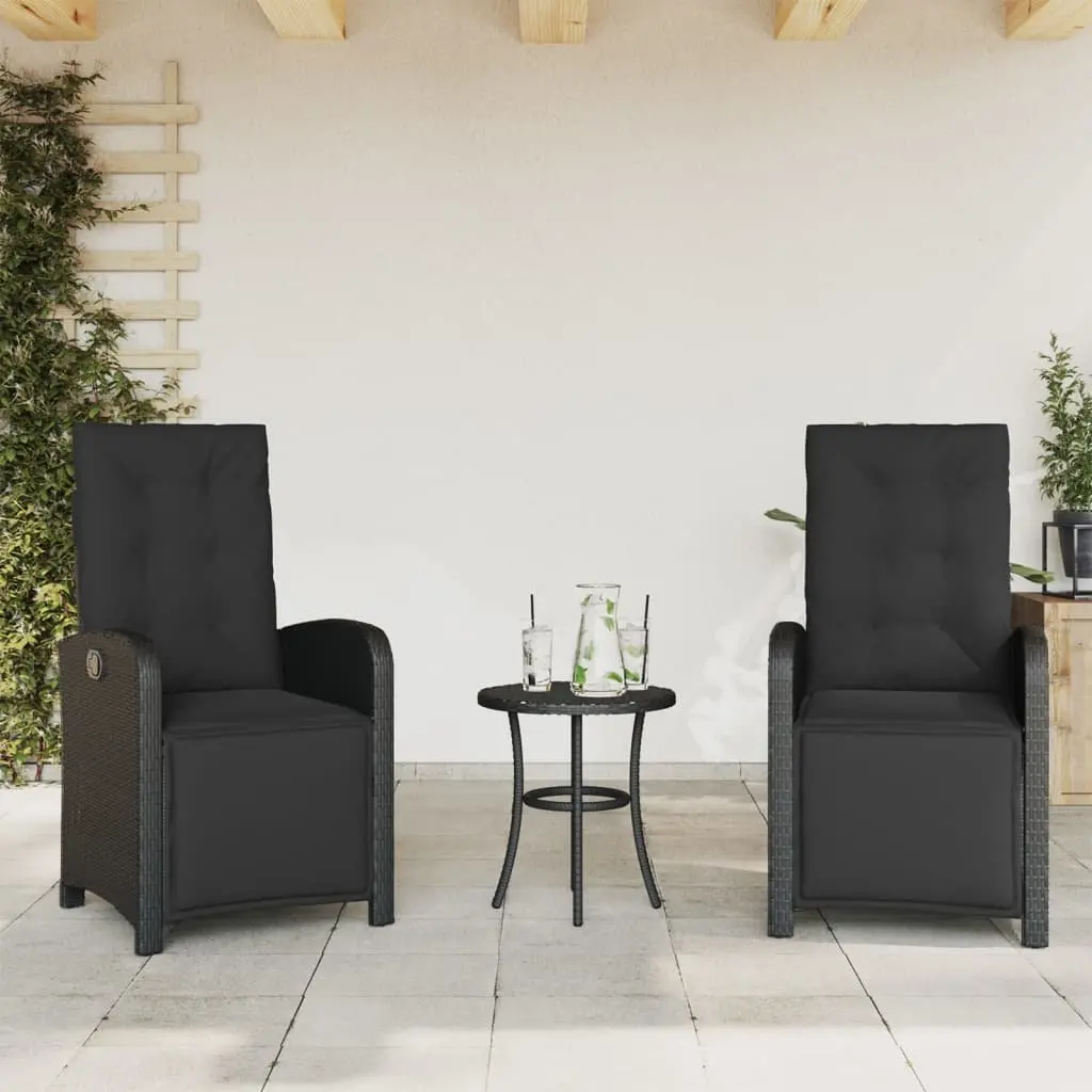 3 Piece Bistro Set Outdoor Garden Furniture Cushioned Black