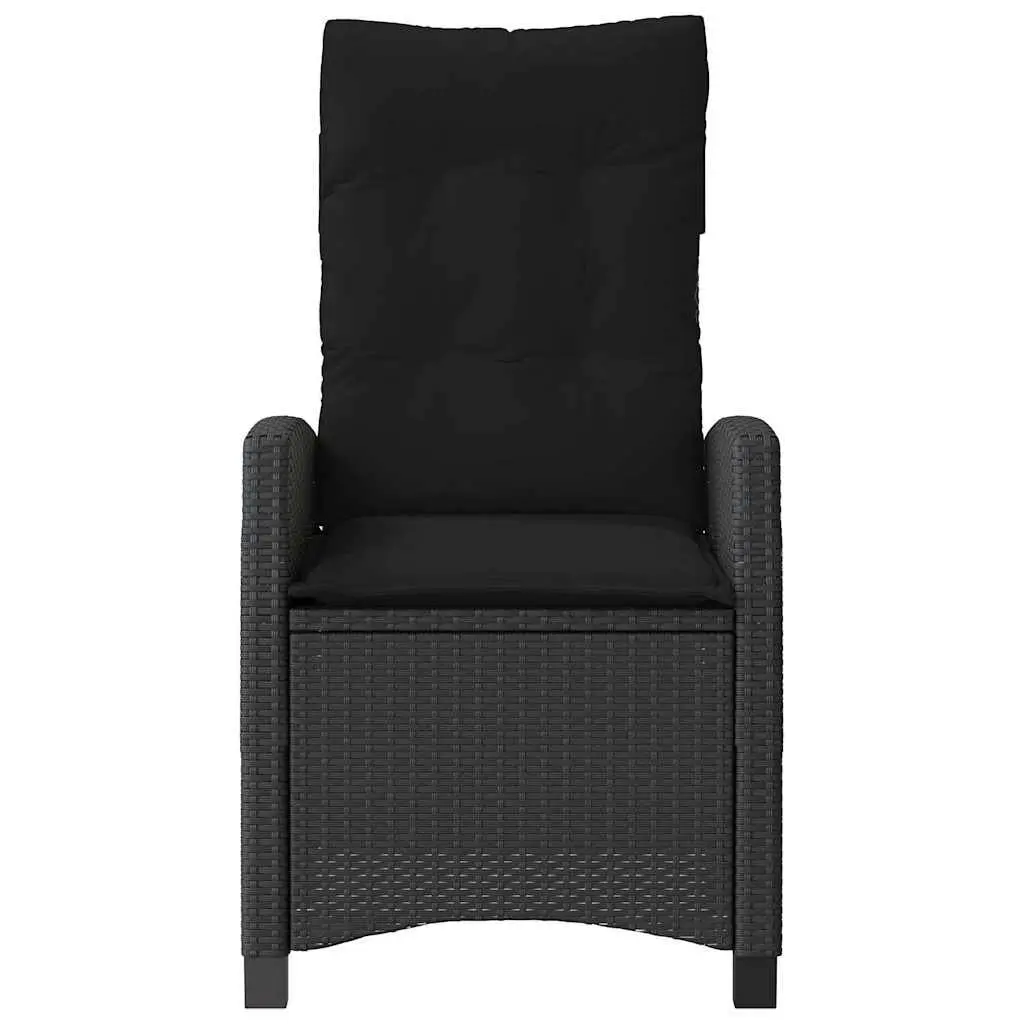 Outdoor Reclining Chair Adjustable Backrest Padded Cushions Black