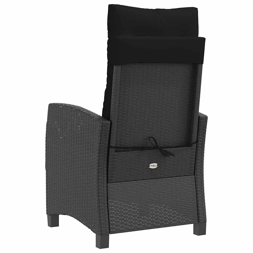 Outdoor Reclining Chair Adjustable Backrest Padded Cushions Black