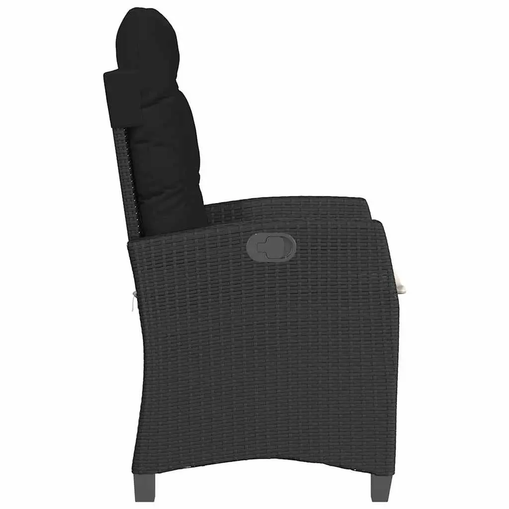 Outdoor Reclining Chair Adjustable Backrest Padded Cushions Black