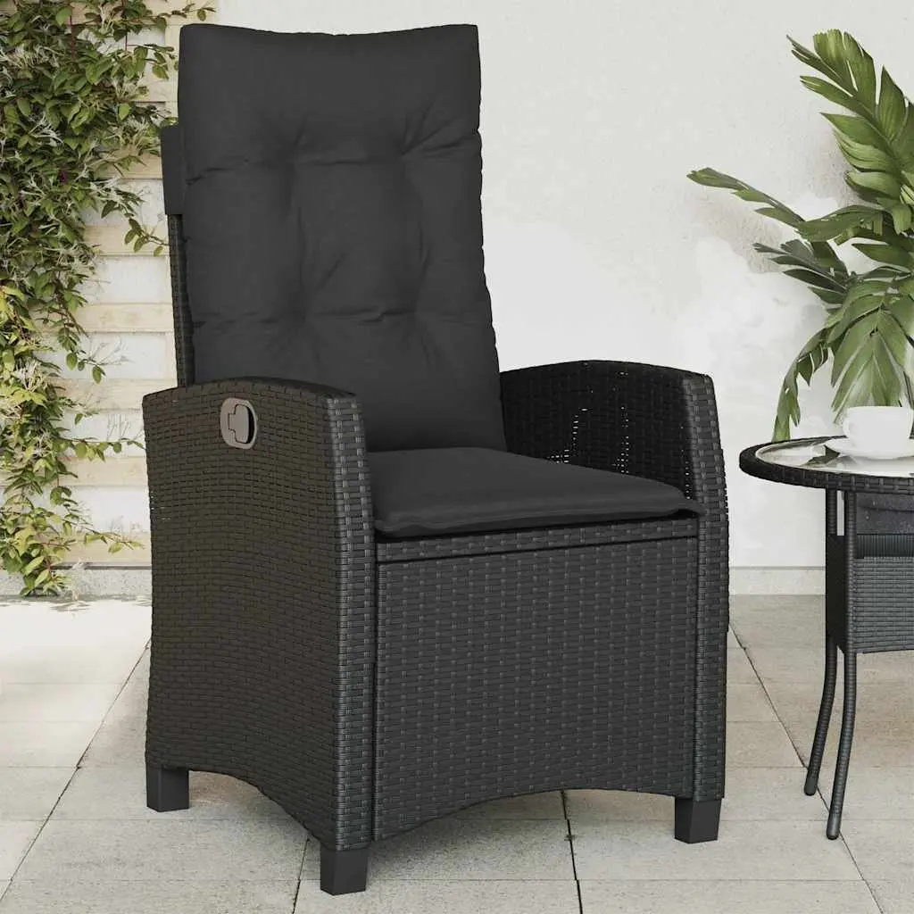 Reclining Garden Chairs Set 2 pcs Adjustable Black Outdoor Seating with Cushions