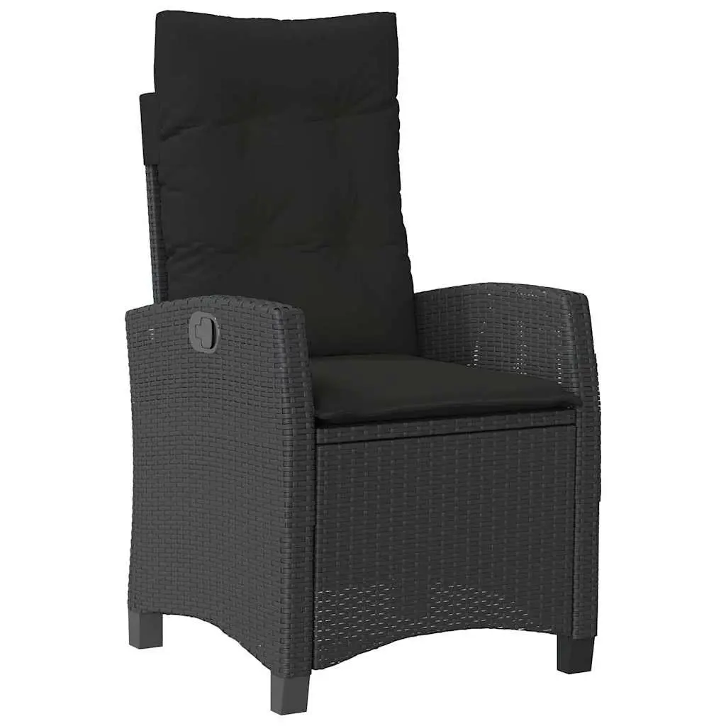Reclining Garden Chairs Set 2 pcs Adjustable Black Outdoor Seating with Cushions