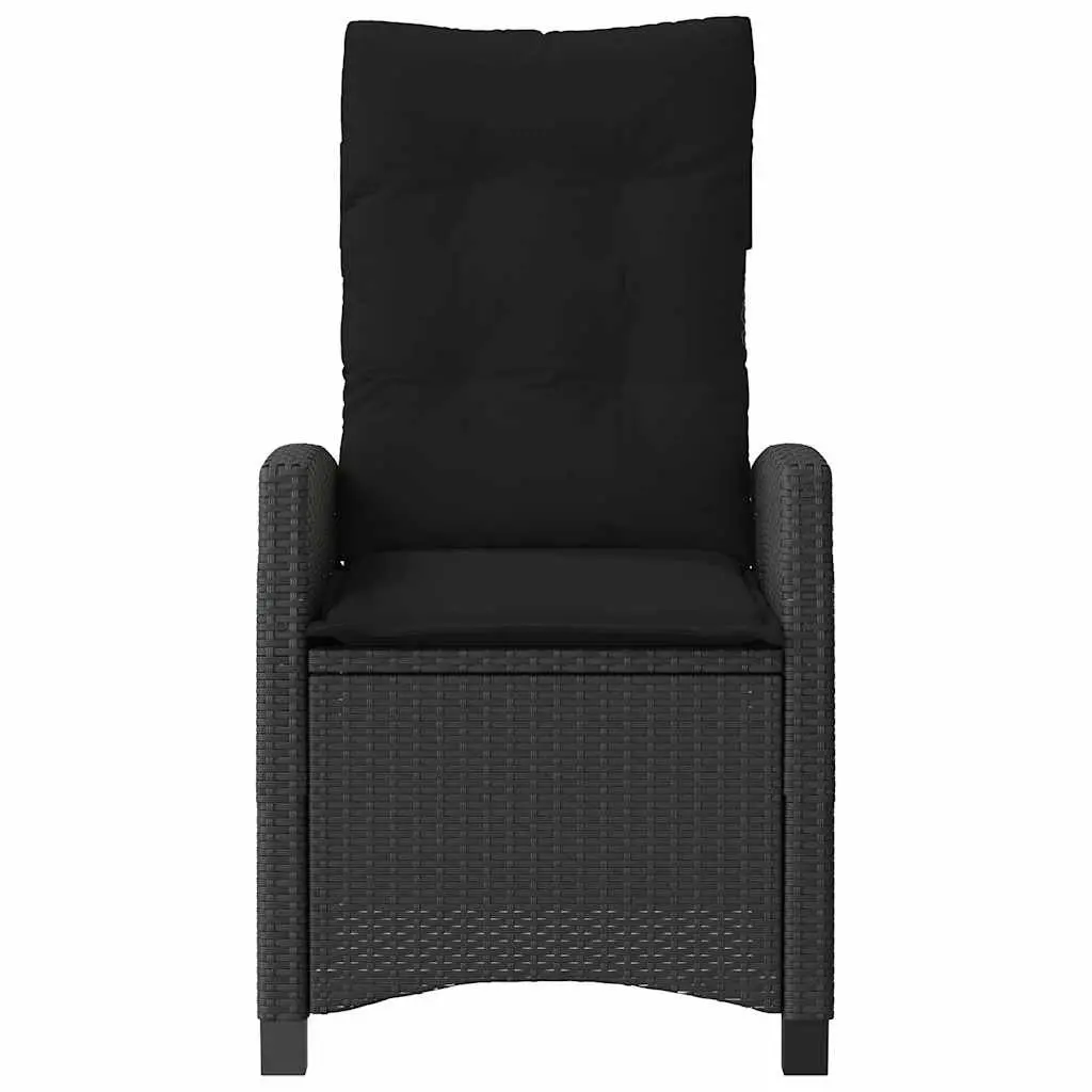 Reclining Garden Chairs Set 2 pcs Adjustable Black Outdoor Seating with Cushions