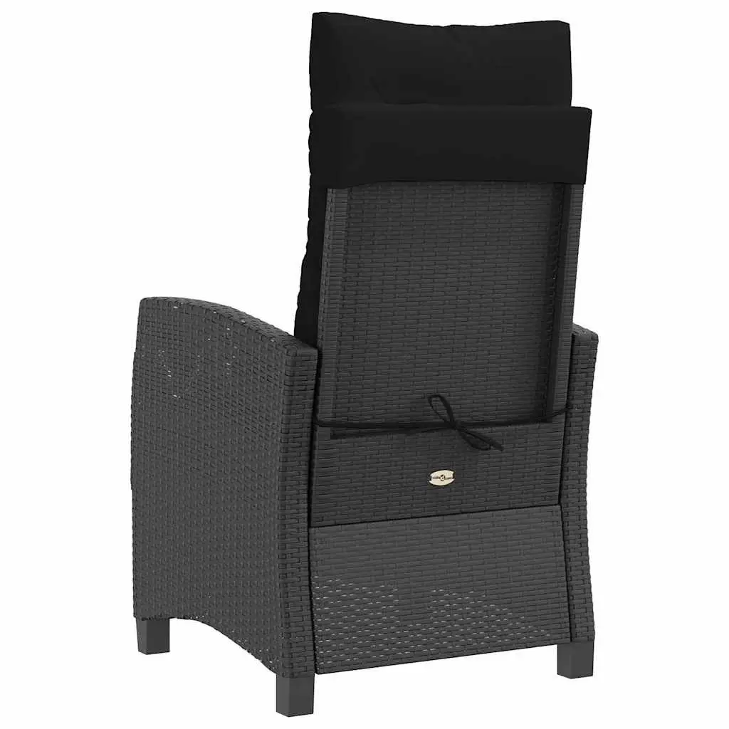 Reclining Garden Chairs Set 2 pcs Adjustable Black Outdoor Seating with Cushions