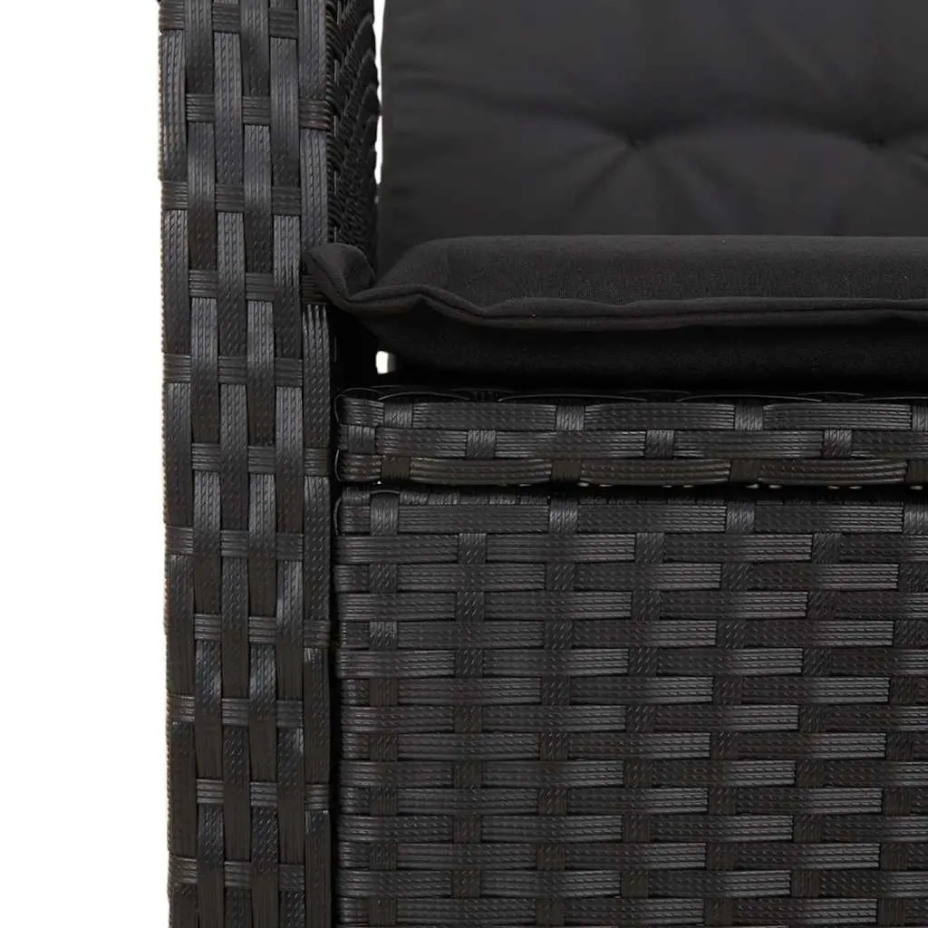 Reclining Garden Chairs Set 2 pcs Adjustable Black Outdoor Seating with Cushions