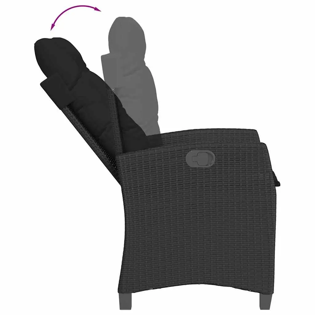 Reclining Garden Chairs Set 2 pcs Adjustable Black Outdoor Seating with Cushions