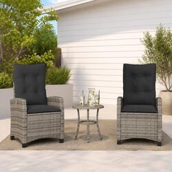 Practical Grey Reclining Garden Chairs with Cushions