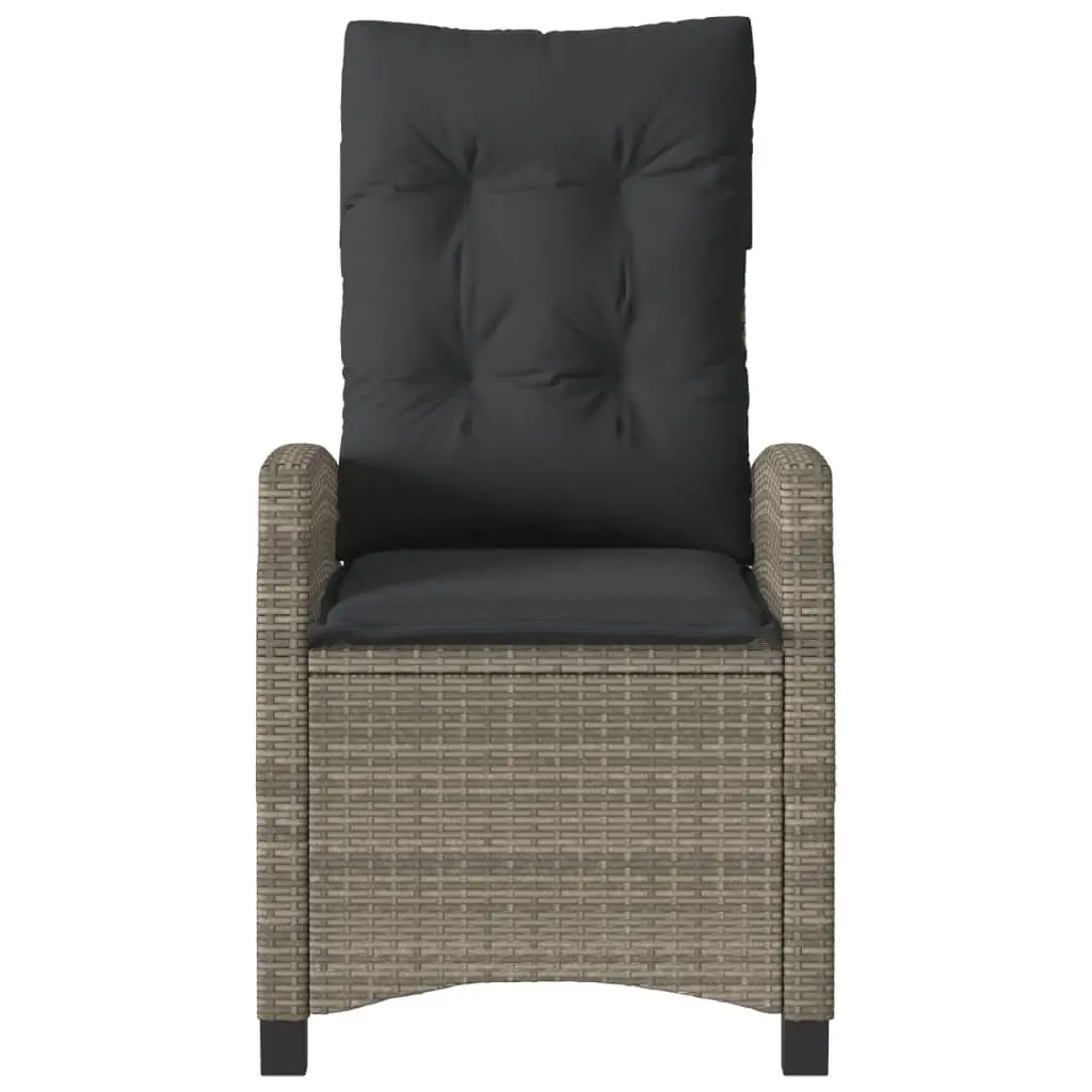 Reclining Garden Chairs Adjustable 2 Piece Grey Poly Rattan with Cushions