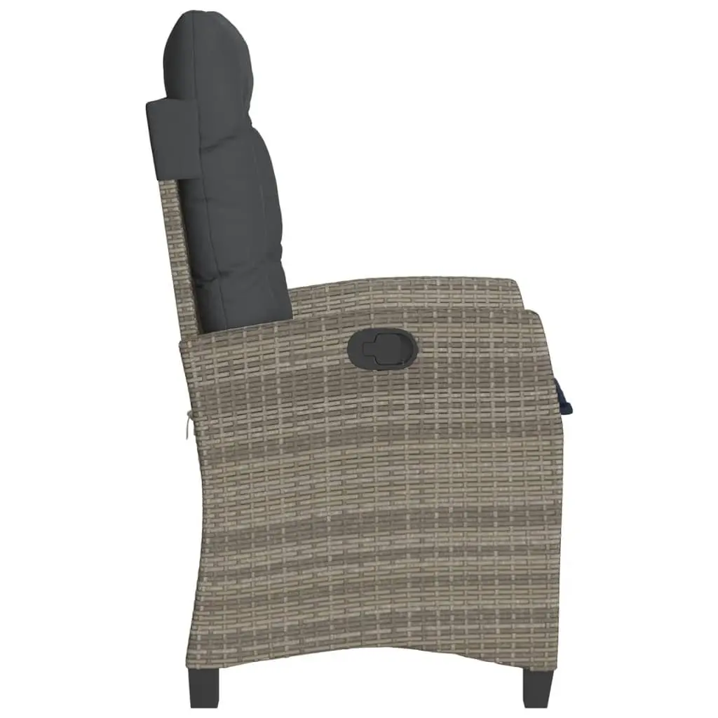 Reclining Garden Chairs Adjustable 2 Piece Grey Poly Rattan with Cushions