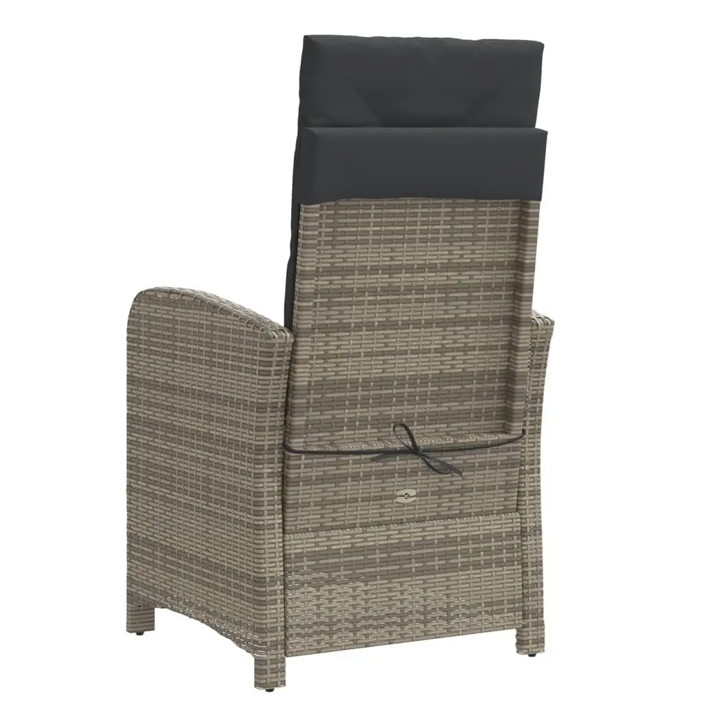 Reclining Garden Chair Adjustable Backrest Footrest Outdoor Seating Grey