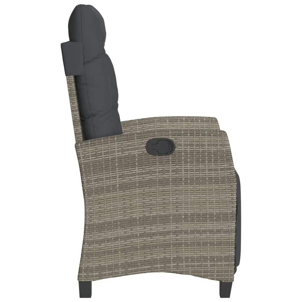 Reclining Garden Chair Adjustable Backrest Footrest Outdoor Seating Grey