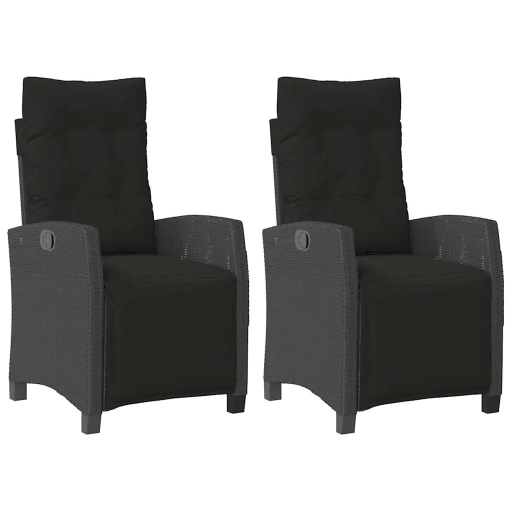 Adjustable Backrest Reclining Garden Chairs 2 Piece Outdoor Seating Black