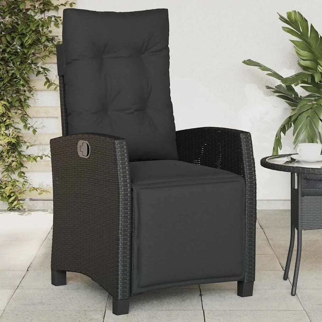 Adjustable Backrest Reclining Garden Chairs 2 Piece Outdoor Seating Black