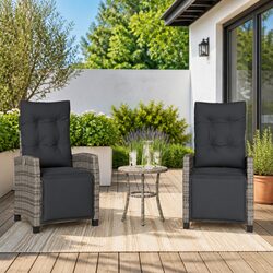 Reclining Garden Chairs 2 pcs Outdoor Seating with Footrest Adjustable Grey